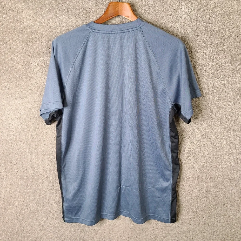 Adidas Shirt Mens XL Blue Two Tone Athletic Fit Polyester Short Sleeve Training